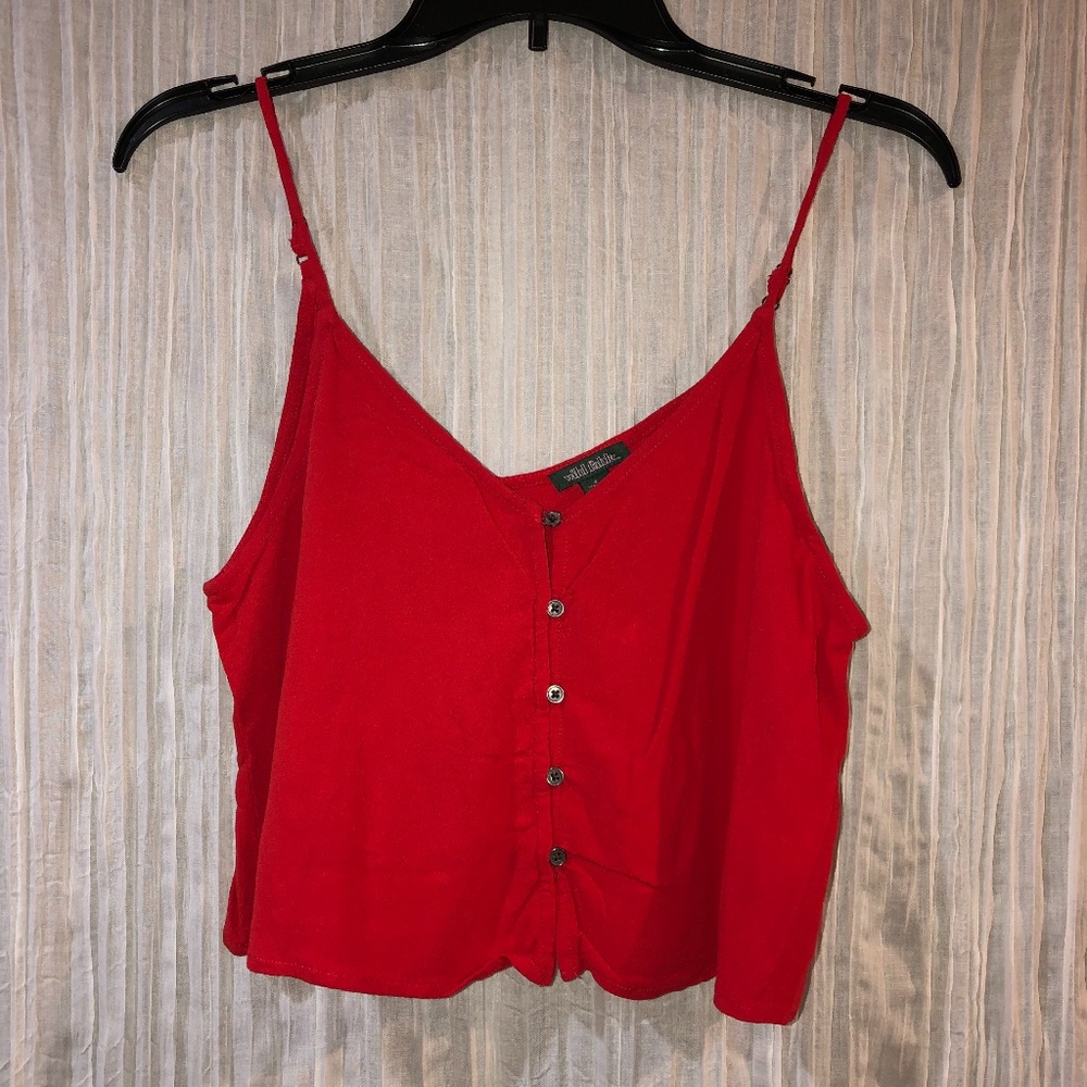Red Button Up Crop Top